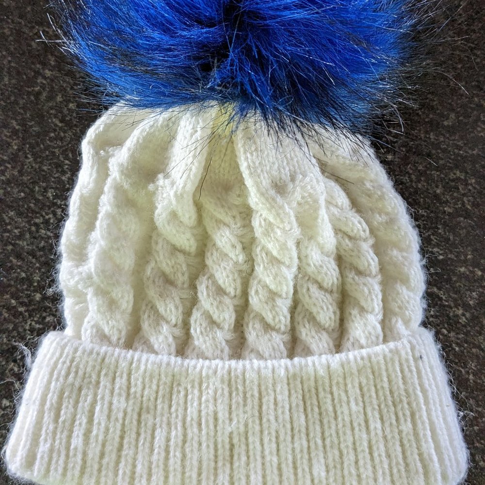 knit baby hat oversized pom